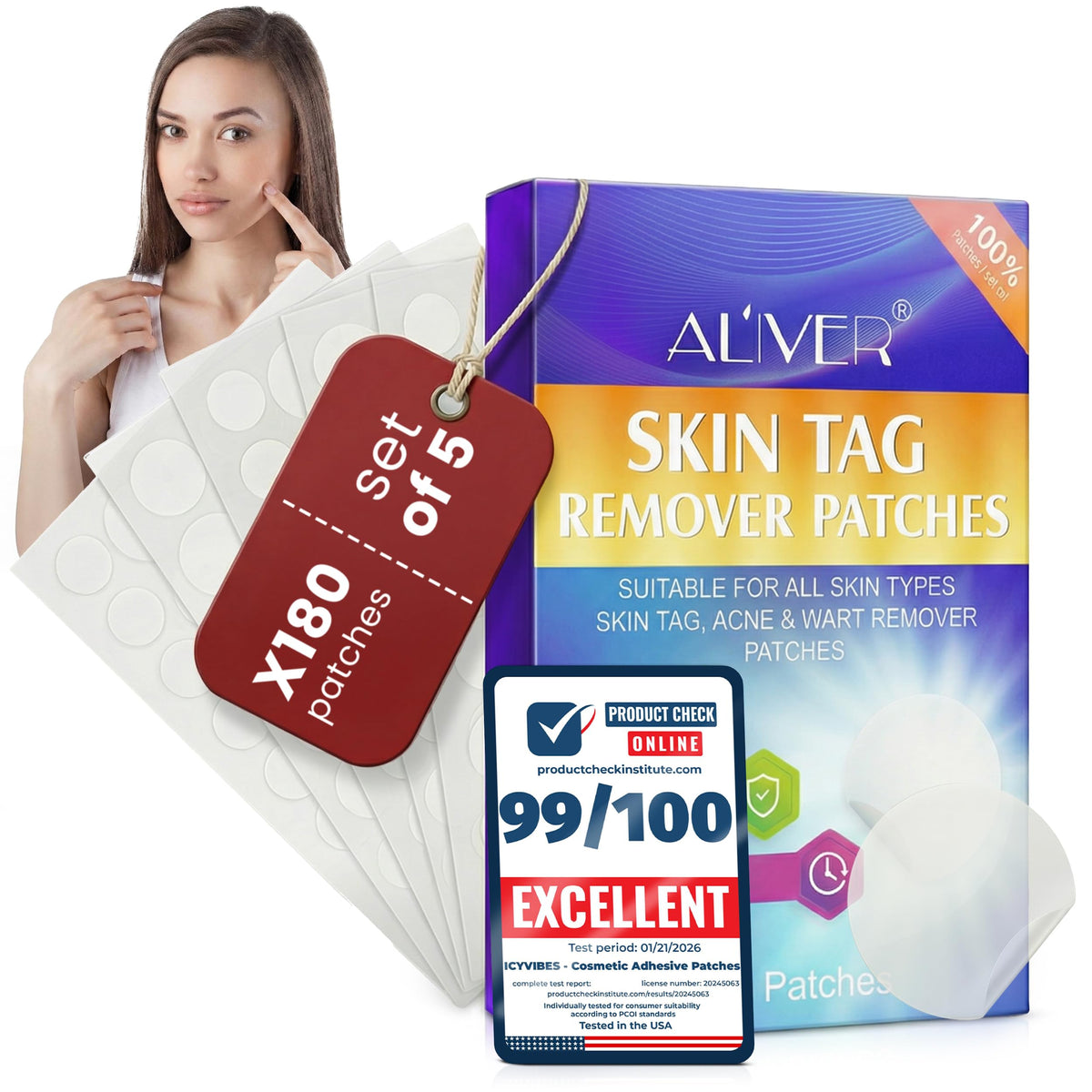 ICYVIBES premium patches pack close-up showing skin-friendly adhesion for daily wear