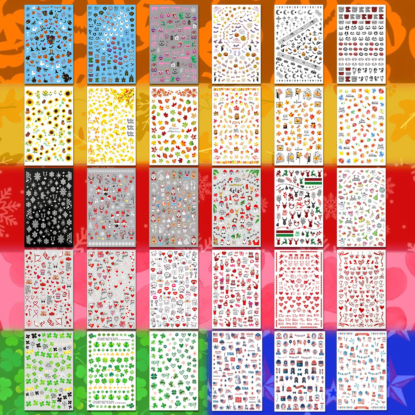 IDDFEVE ensemble autocollants ongles, collection polyvalente pour toutes saisons.