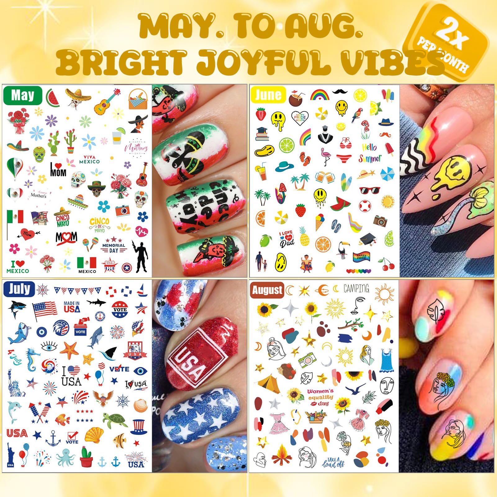 IDDFEVE autocollants ongles – décorations variées pour ongles festifs.
