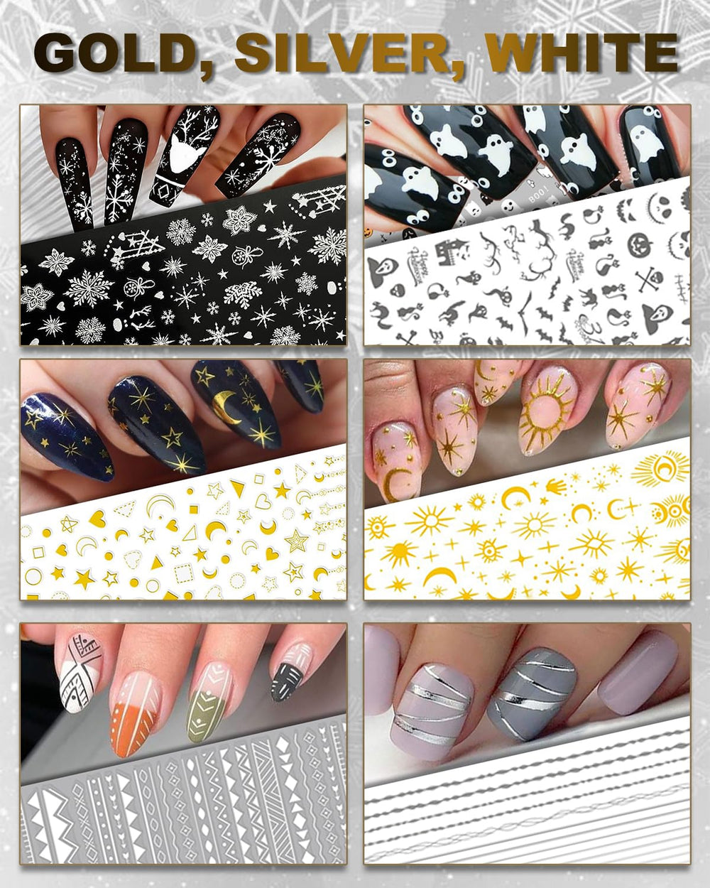 IDDFEVE stickers étoiles pour ongles, parfait pour Halloween et Noël.