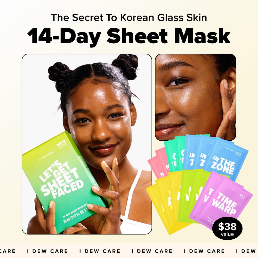 I DEW CARE collagen sheet mask variety pack sheets close-up ready for routine hydration