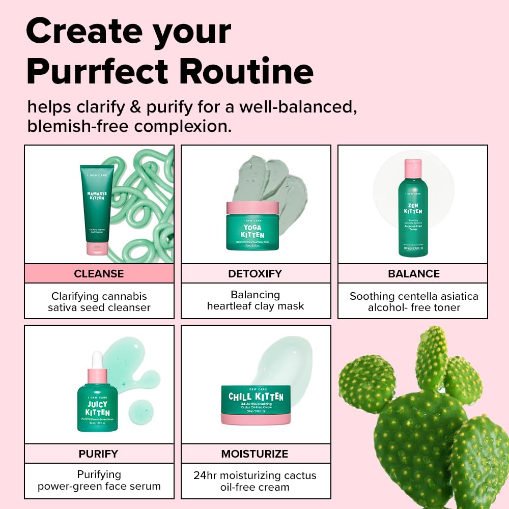 I DEW CARE Nettoyant Visage Acné Namaste Kitten – convient à tous types de peau.