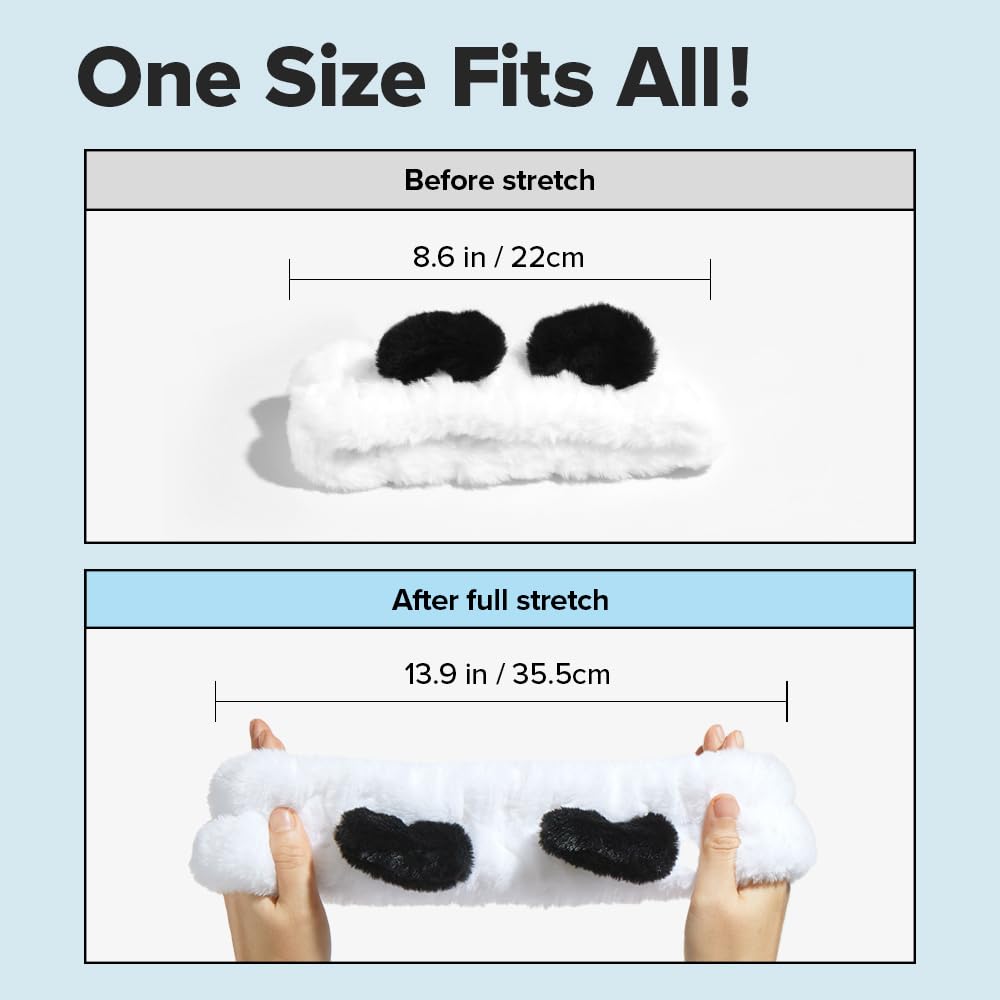 Taille ajustable, bandeau panda I DEW CARE s’adapte à toutes les têtes.