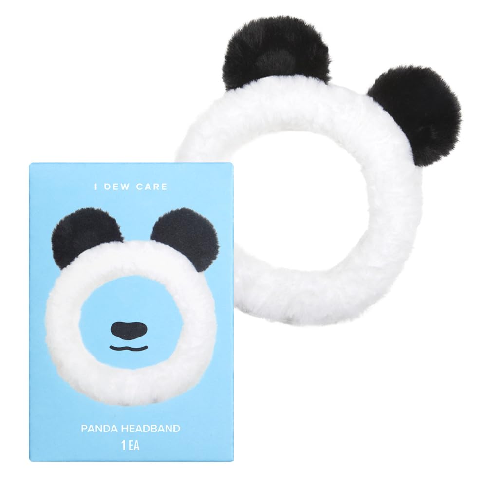Bandeau Visage Panda I DEW CARE pour visage, retient les cheveux lors du lavage.