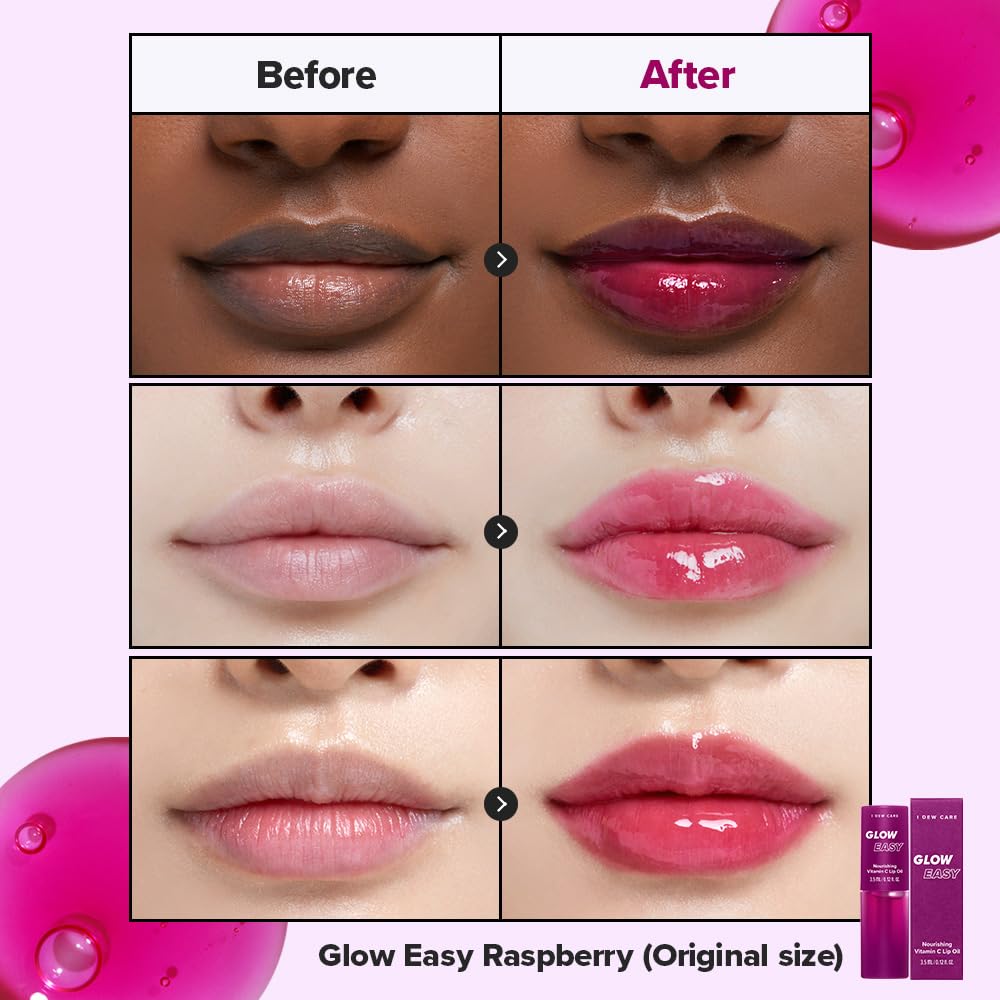 I DEW CARE gloss à lèvres Raspberry, soin nourrissant grâce à l’huile de jojoba.