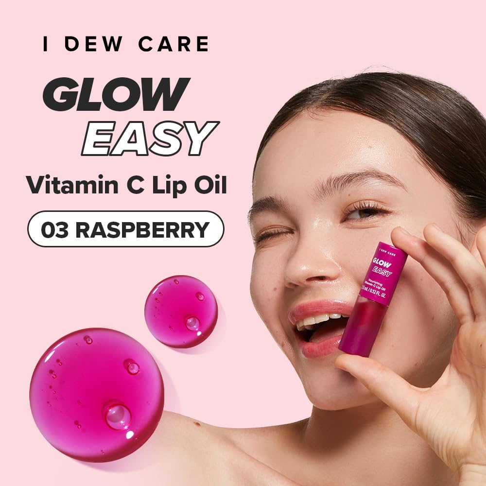 I DEW CARE gloss à lèvres Raspberry, texture pigmentée pour une couleur vive.