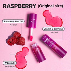 I DEW CARE gloss à lèvres Raspberry, application douce et confort immédiat.