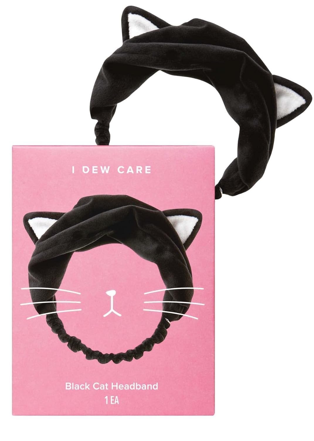 Bandeau I DEW CARE lavage visage chat noir, doux et antidérapant pour routine beauté