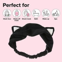 Bandeau lavage visage I DEW CARE chat noir, doux et réutilisable