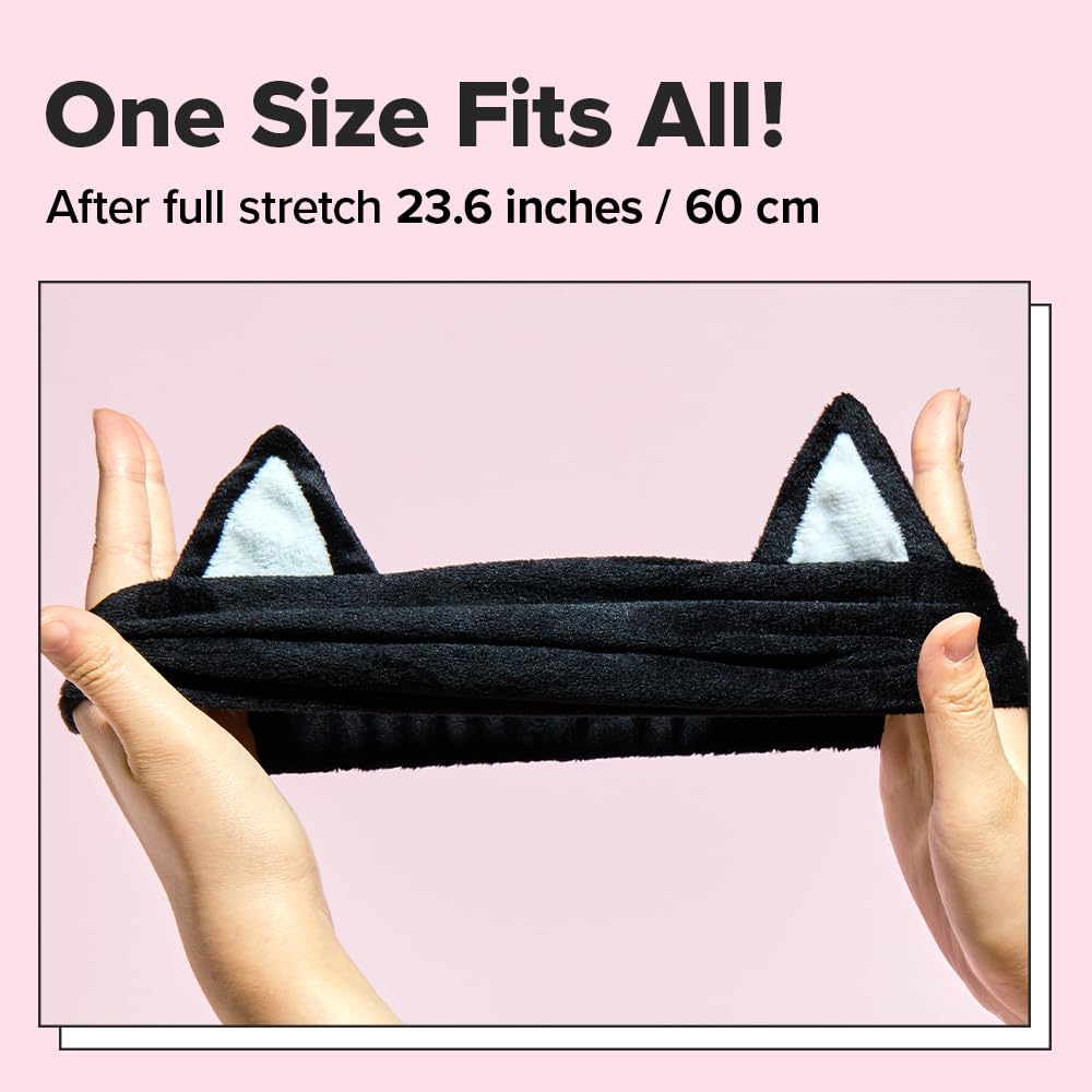 Bandeau visage chat noir I DEW CARE, léger et facile à nettoyer