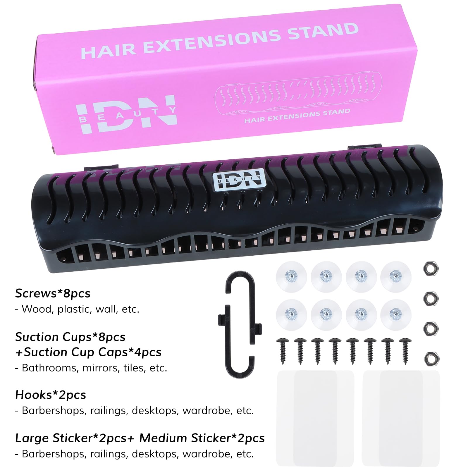 IDN BEAUTY rangement rapide des extensions capillaires grâce au design noir.