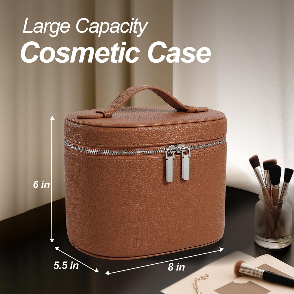 idoltimes Trousse maquillage cuir avec doublure velours pour protéger les flacons.