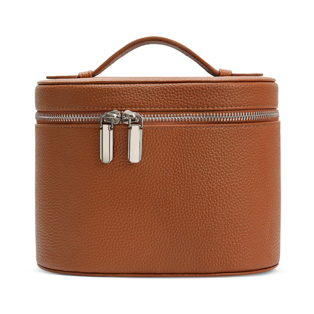 idoltimes Trousse maquillage en cuir portable, rangement pratique pour voyage et bureau.