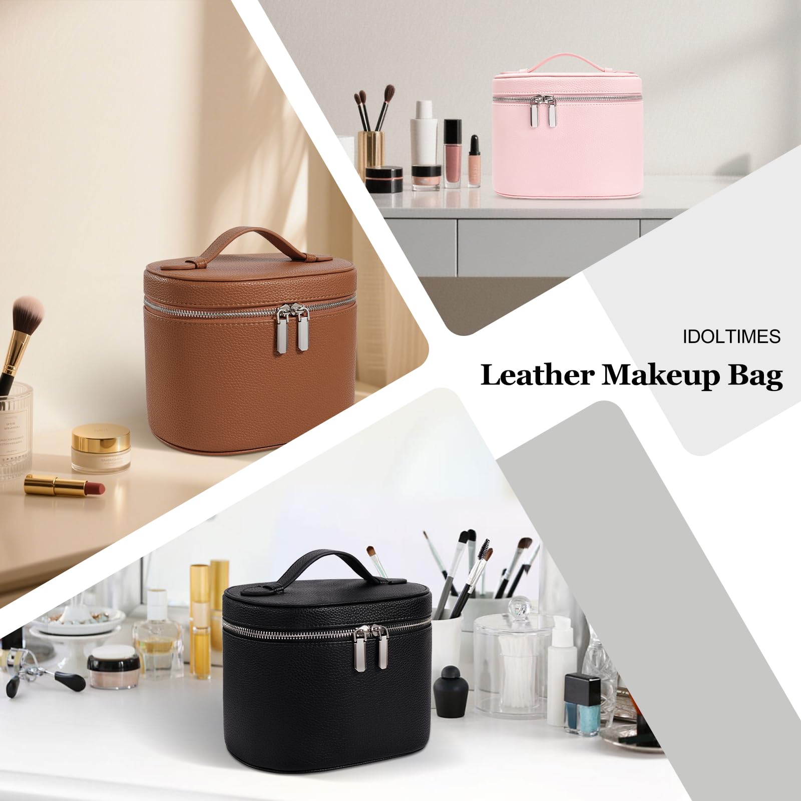 Idoltimes trousse maquillage renforcée portable, idéale pour voyages et sorties.
