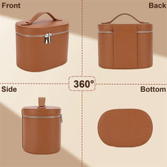 IEMIEBOAMGNOY sac maquillage cuir brun, grand compartiment personnalisable pour palettes