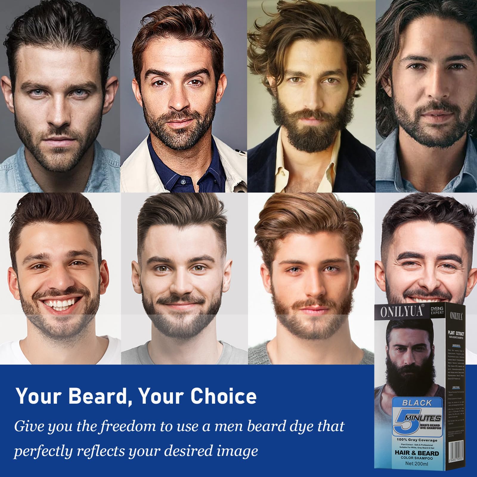 iemokoda apparence naturelle barbe noire: allure discrète et masculine