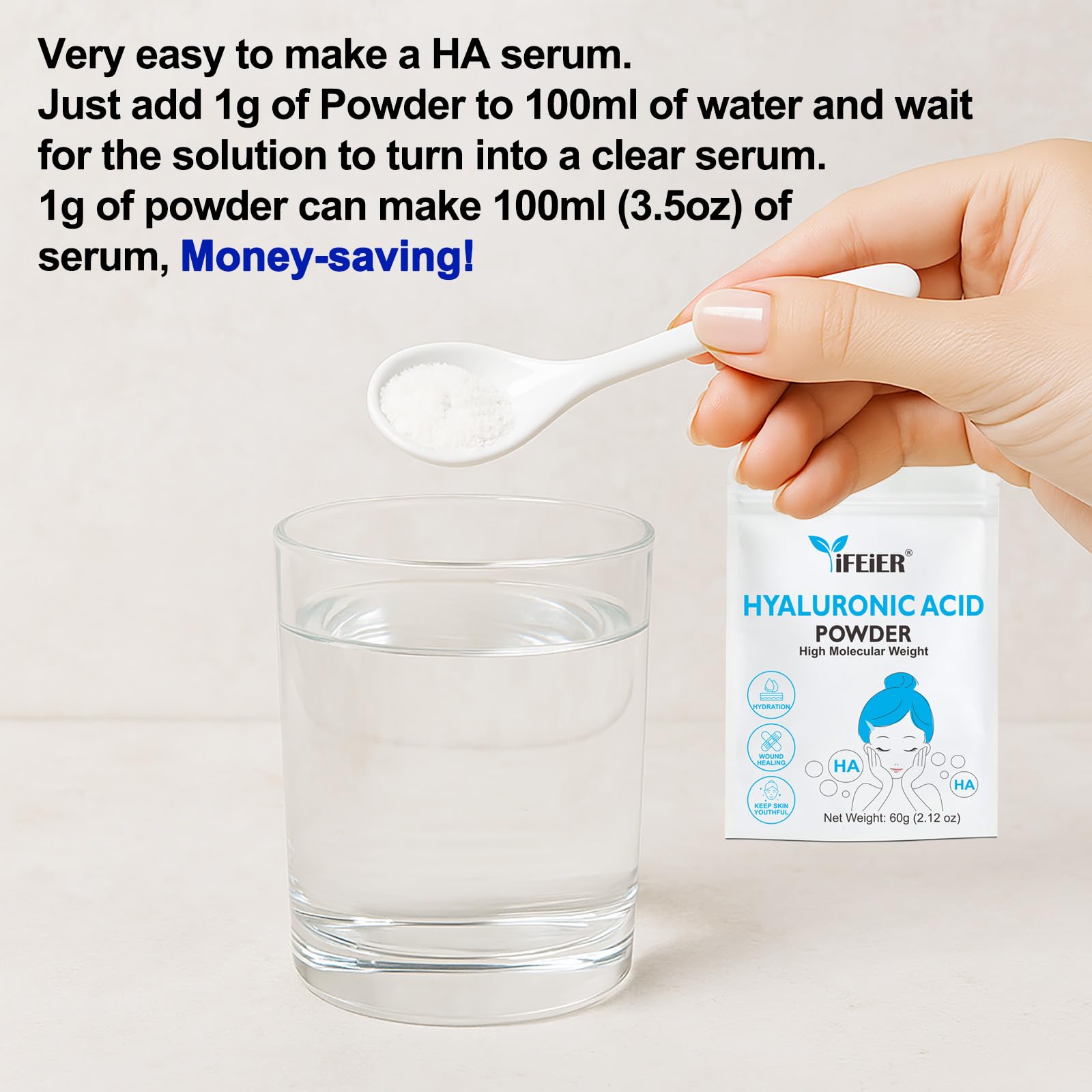 iFEiER Mesure 1 g dans 100 ml d eau pour sérum maison