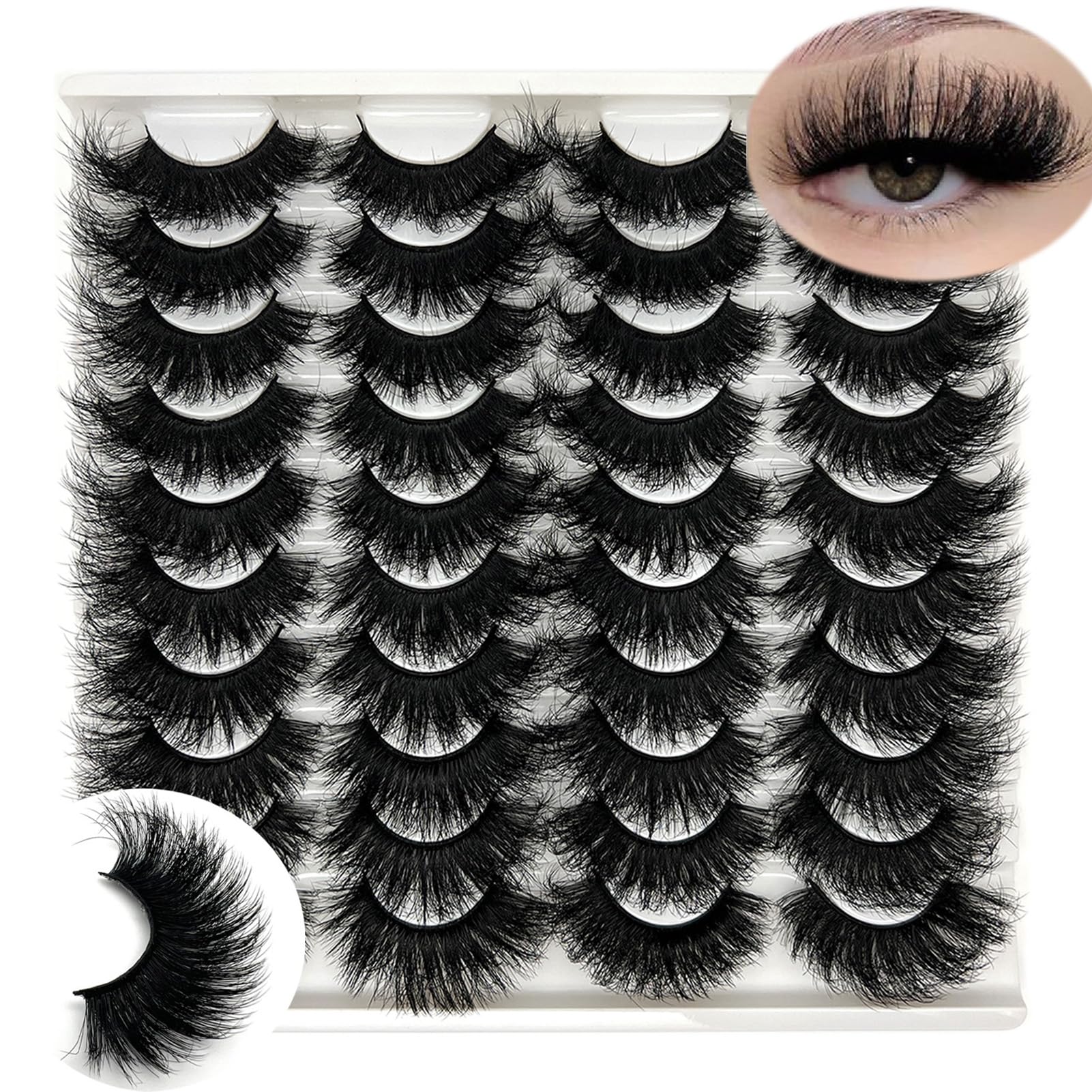 IFSOWDRA cils Mink Doux et Épais 20mm, volume 3D pour un regard profond