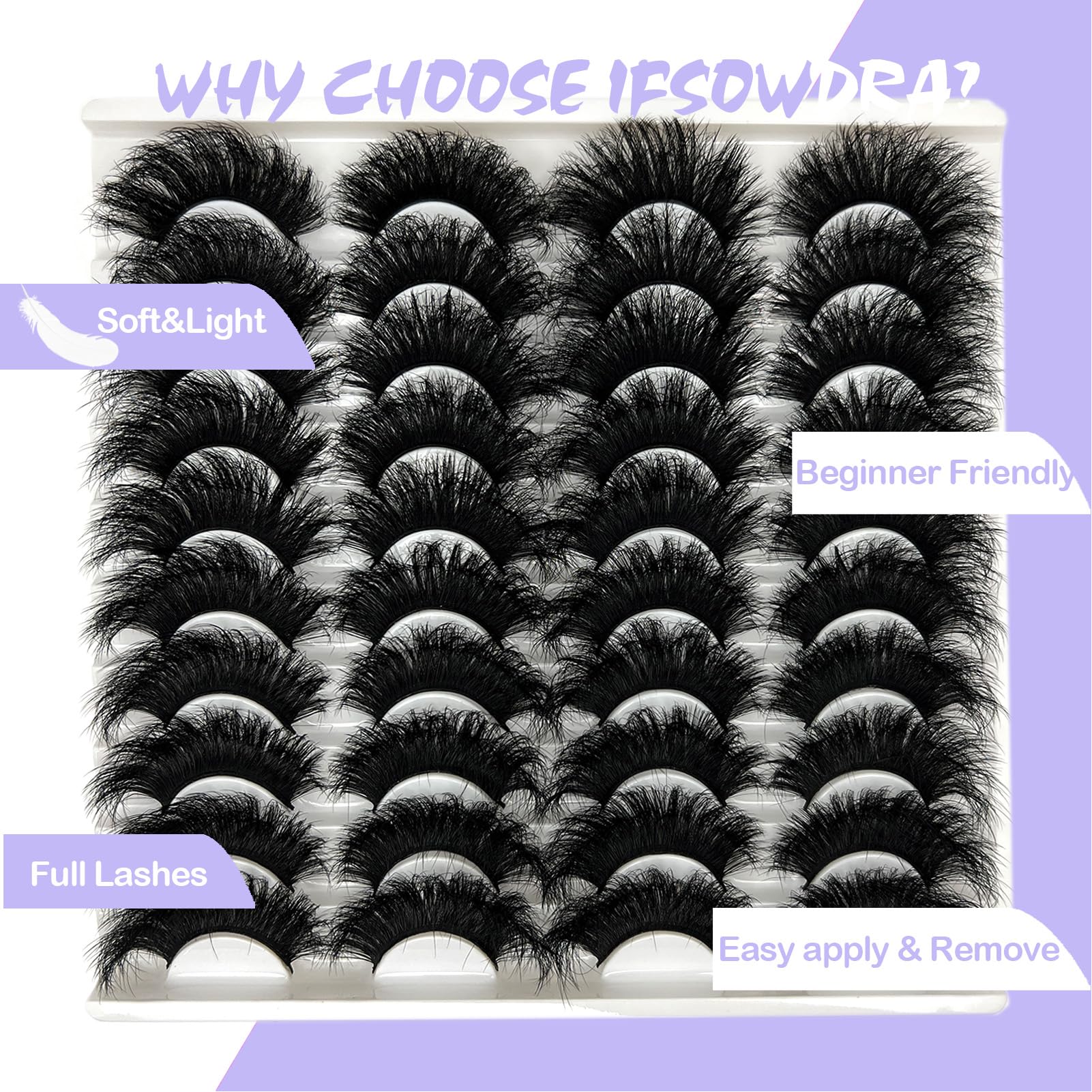 IFSOWDRA cils Mink Pack 20 paires Cat Eye pour un style marqué