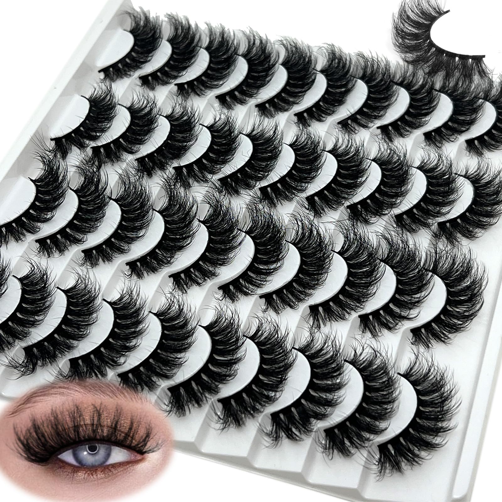 IFSOWDRA cils mink fins et epars pour oeil-de-chat 18 mm, courbe D