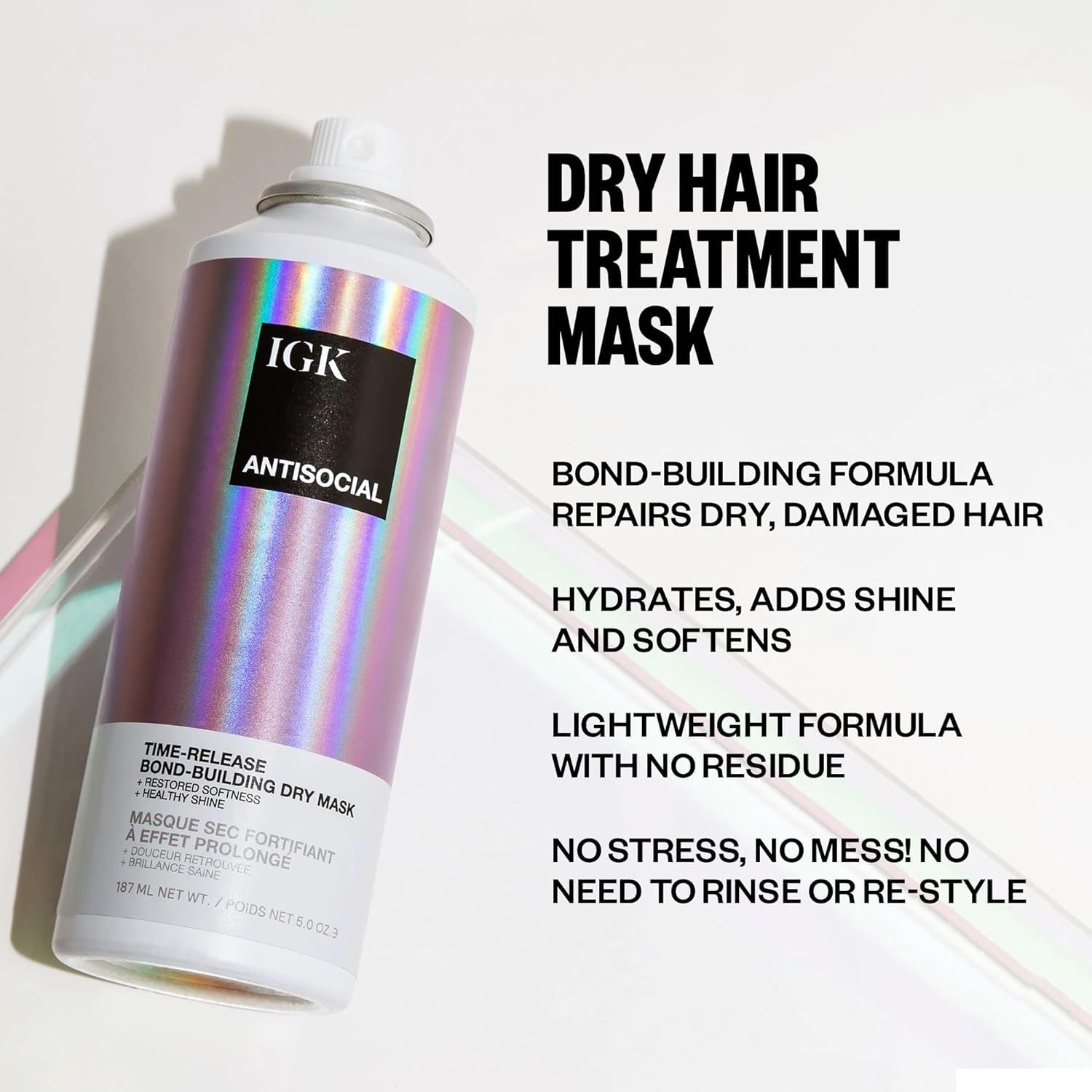 IGK Antisocial, masque sans rinçage nocturne pour cheveux secs