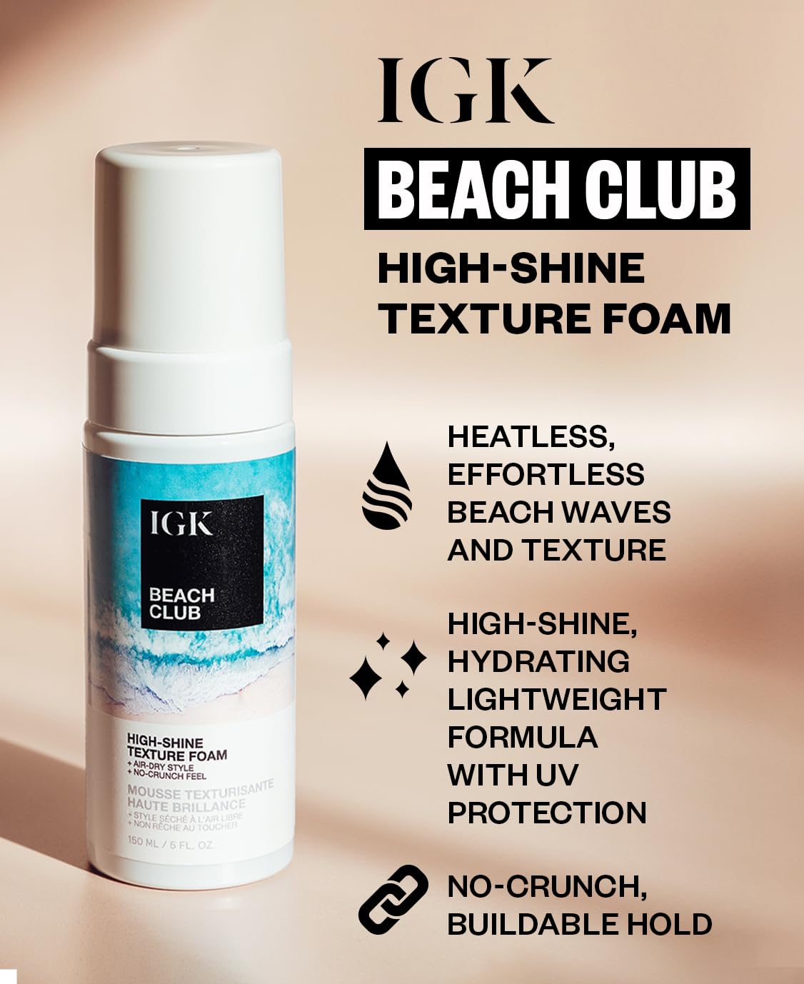IGK Beach Club: protection UV visible sur cheveux lors d’une journée ensoleillée.