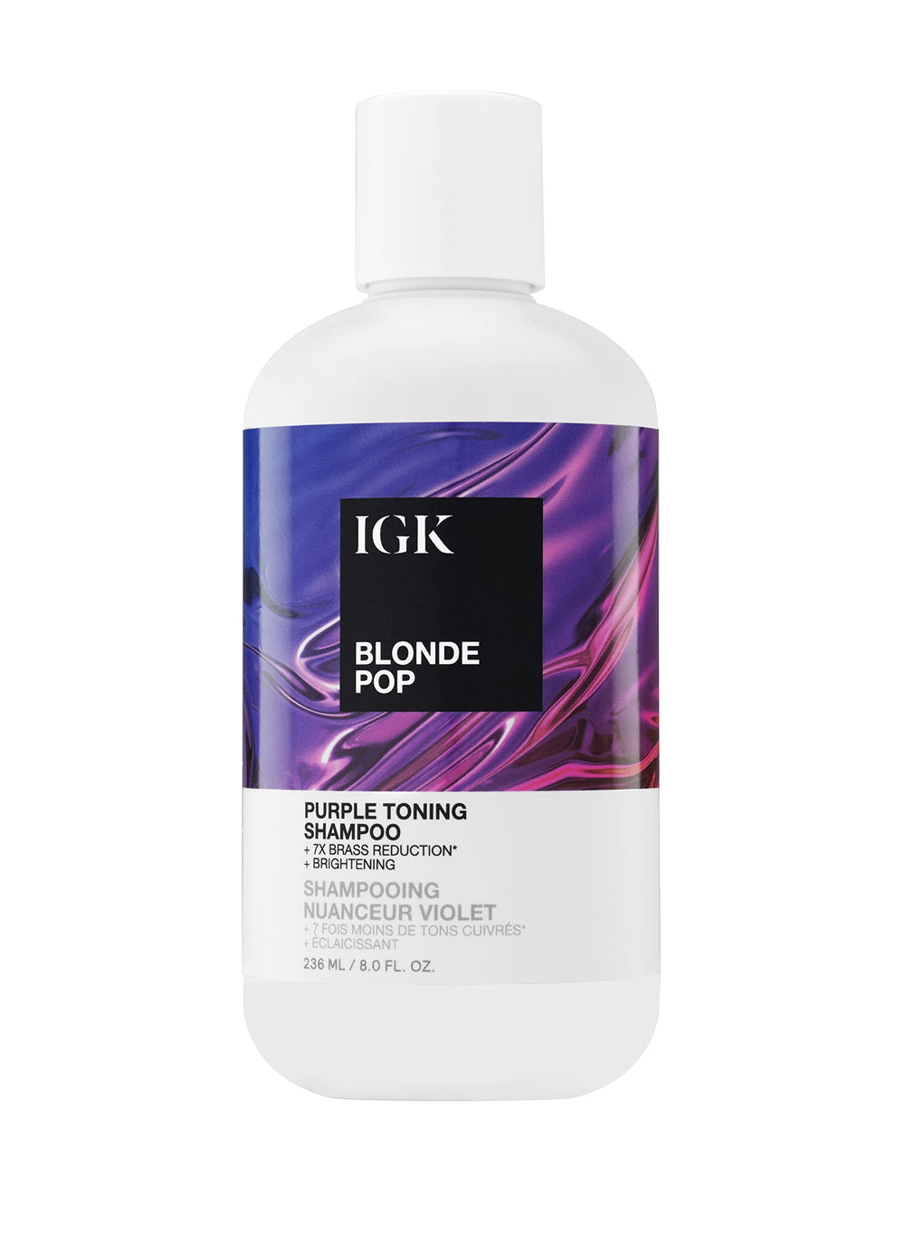 IGK Blonde Pop Shampoo – bouteille violet, neutralise le jaunissement et révèle les reflets blond