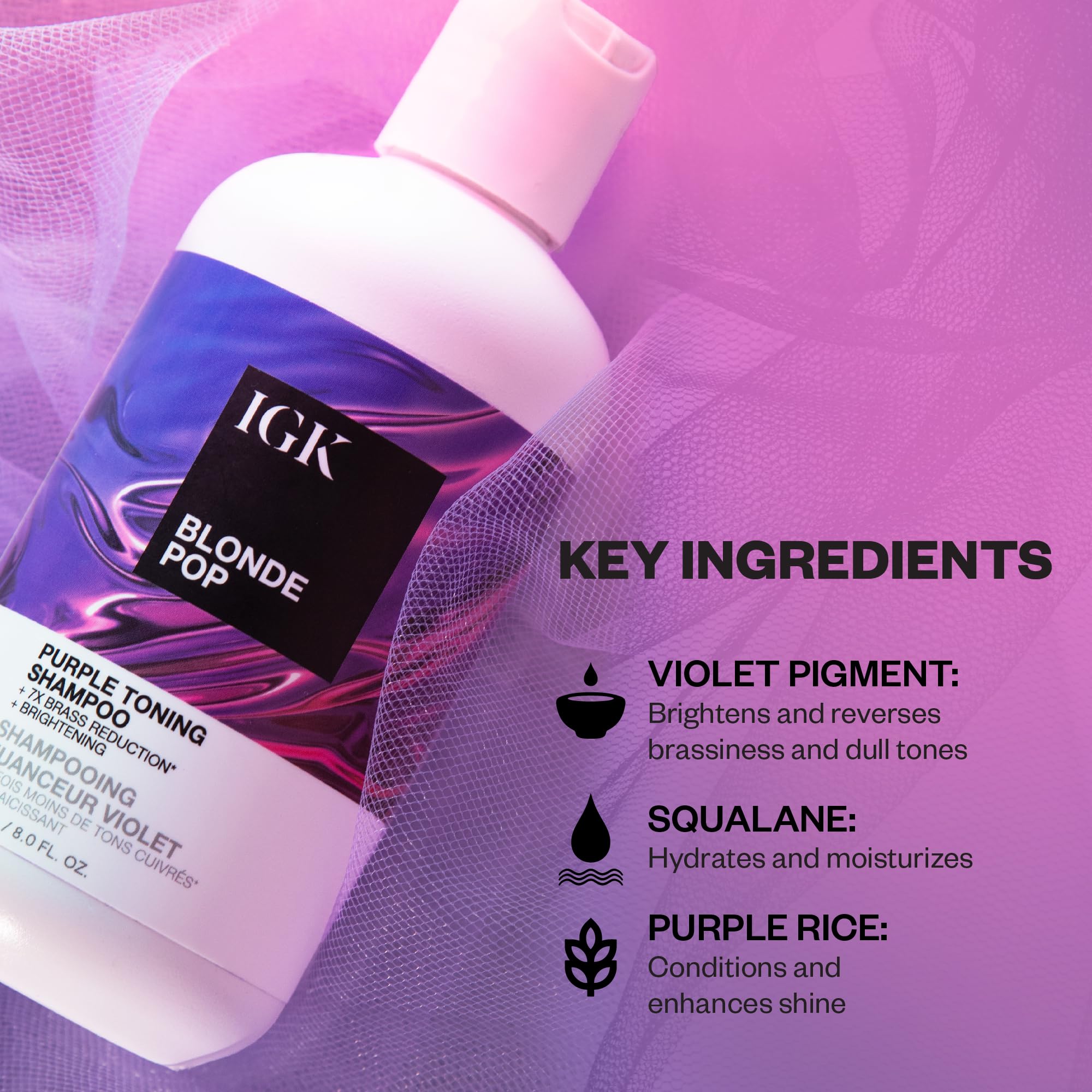 IGK Blonde Pop Shampoo – riz violet assouplit et renforce les cheveux