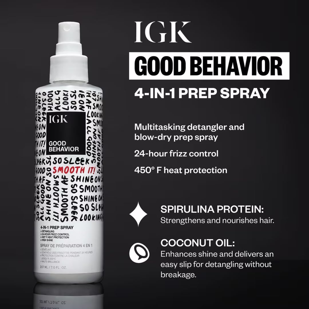 IGK Good Behavior protection chaleur 450 °F: protège lors du coiffage.