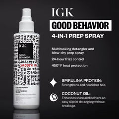 IGK Good Behavior protection chaleur 450 °F: protège lors du coiffage.