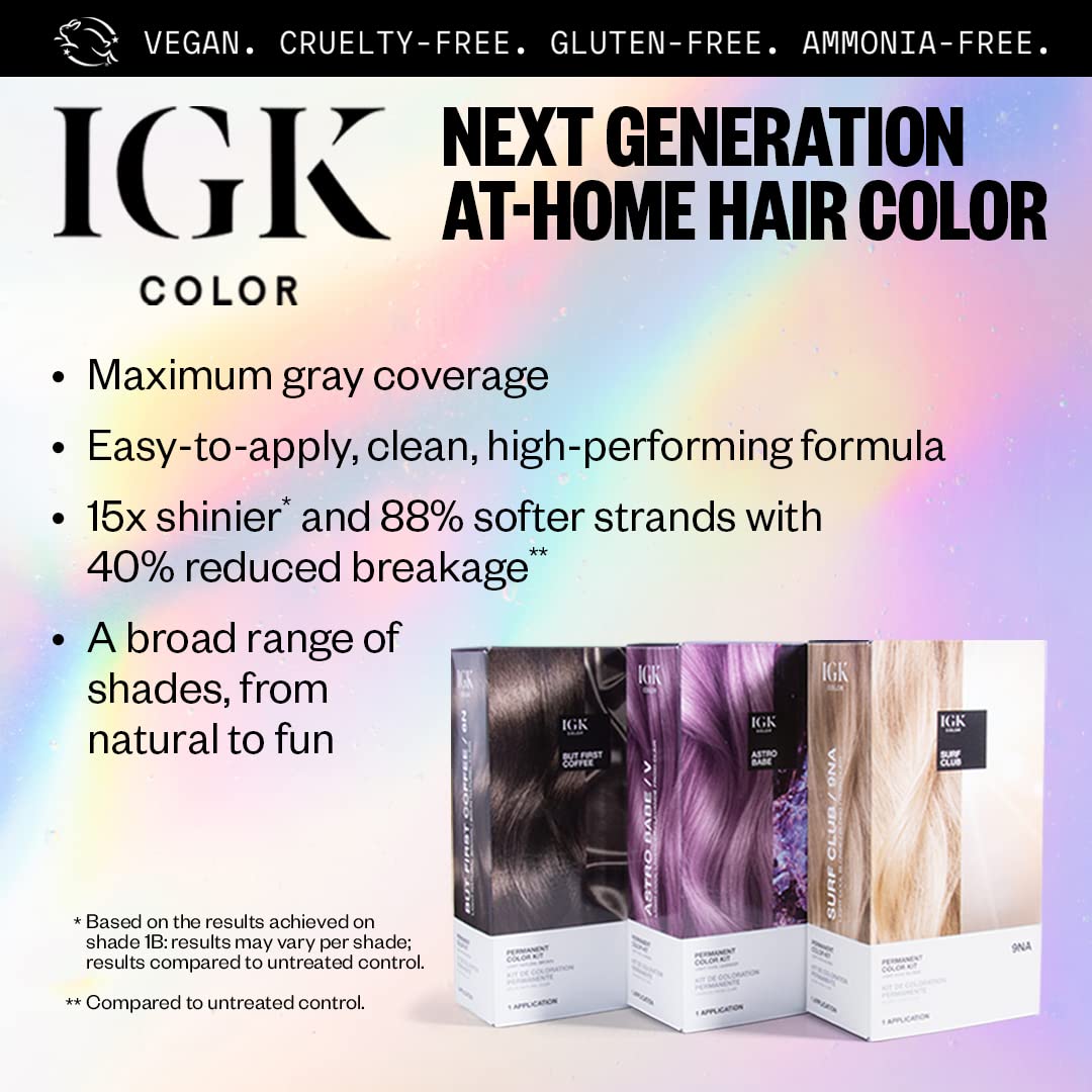 Cheveux brillants et doux après coloration IGK.