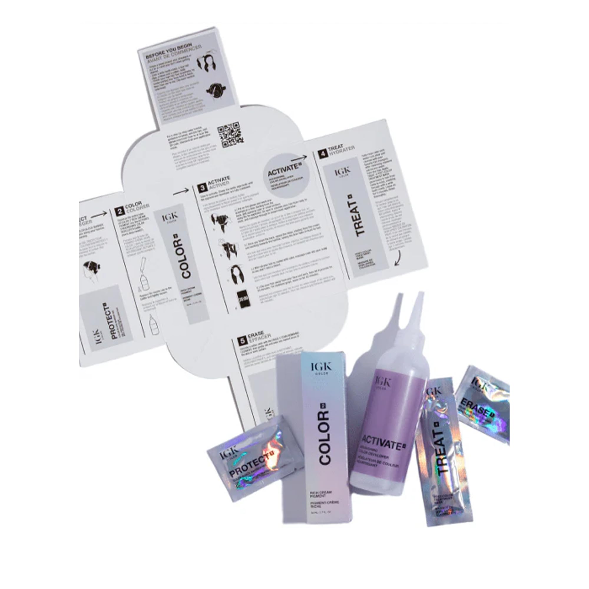 IGK Color Kit 1B Moon Dance – cheveux après coloration avec brillance visible.