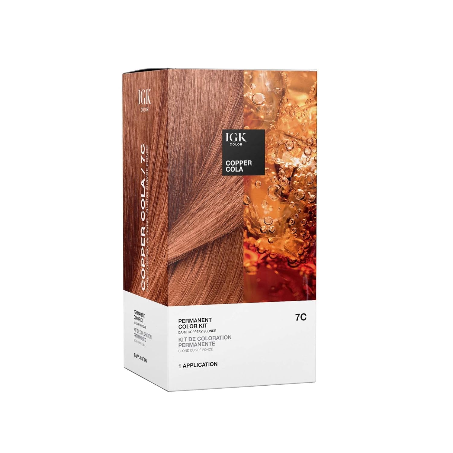 IGK Color Kit 7C Copper Cola dans sa boîte—couverture des gris avec brillance.