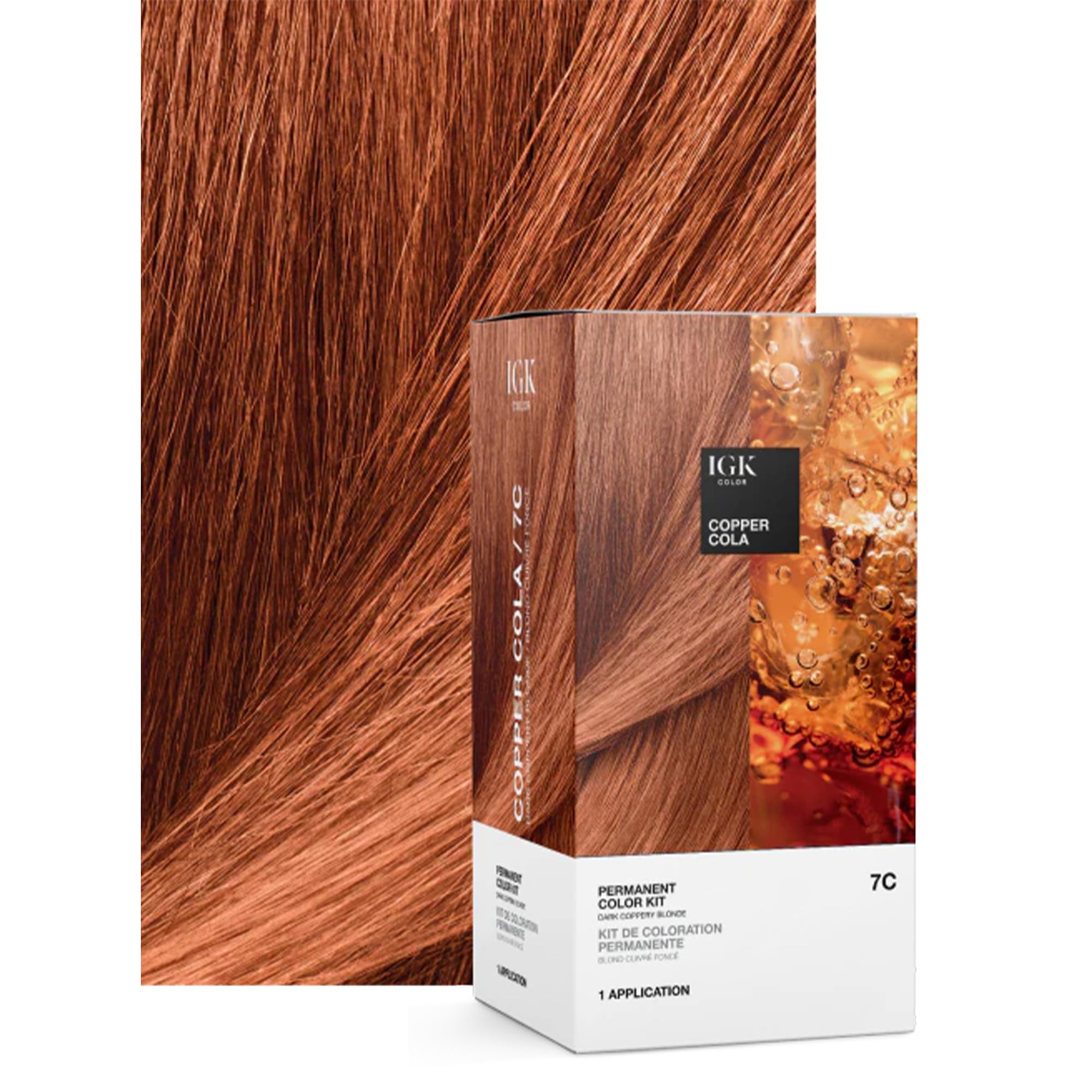 IGK Color Kit 7C Copper Cola démonstration de la bouteille de mélange pour une application précise.