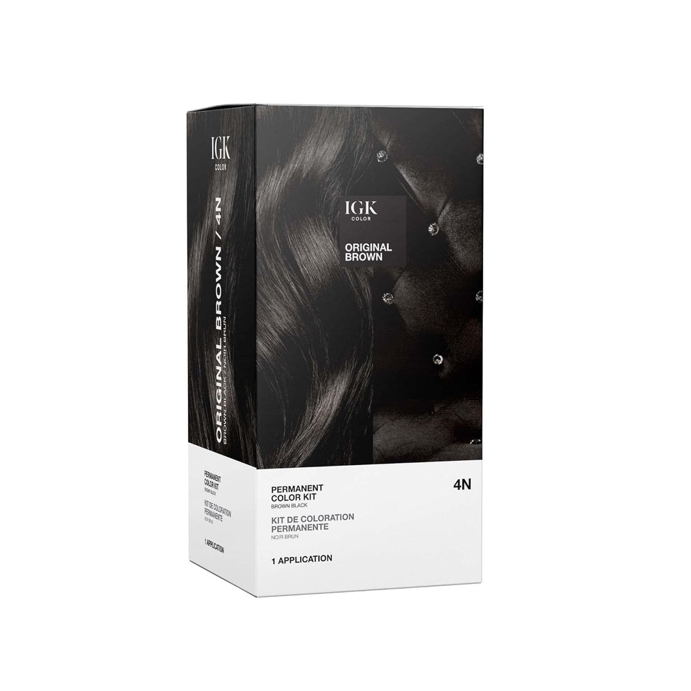 IGK Color Permanent 4N Original Brown – bouteille prête pour une application précise.