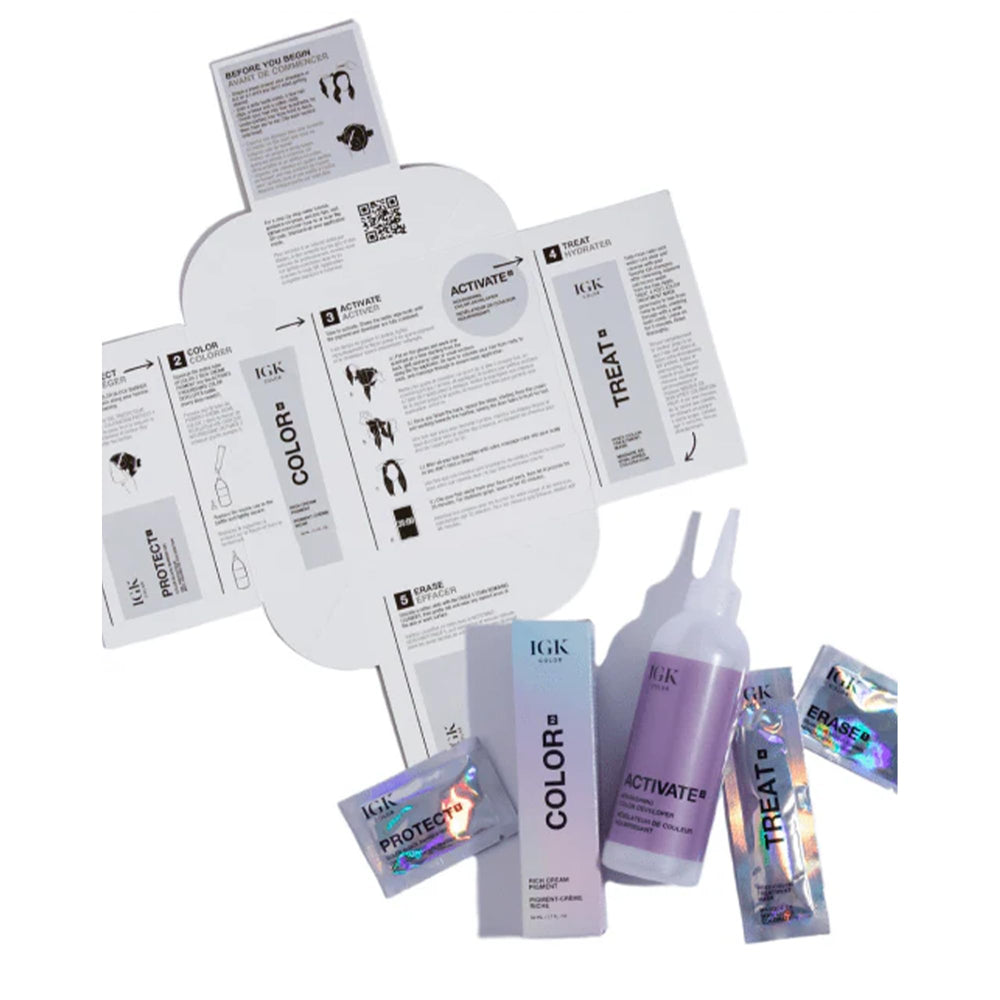 IGK Color Permanent – résultats potentiels : teinte durable et éclat visible.