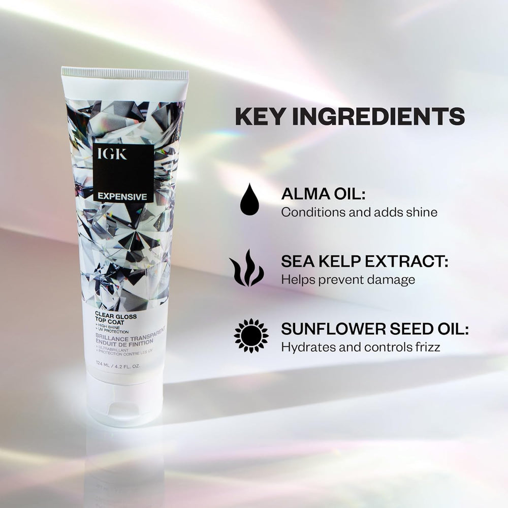 IGK Expensive Clear Gloss Top Coat: brillance sur cheveux après application