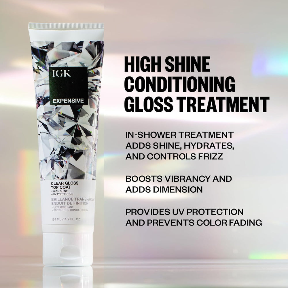 IGK Expensive Clear Gloss Top Coat: application sous la douche pour soin rapide