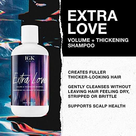 IGK Extra Love Après-shampooing – bouteille-volume, soin léger pour cheveux pleins sans alourdir.