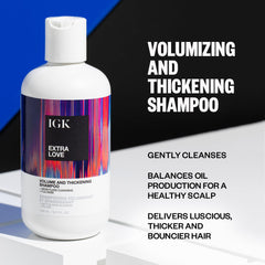 IGK Extra Love Shampoing mousse crèmeuse prête à densifier les cheveux.