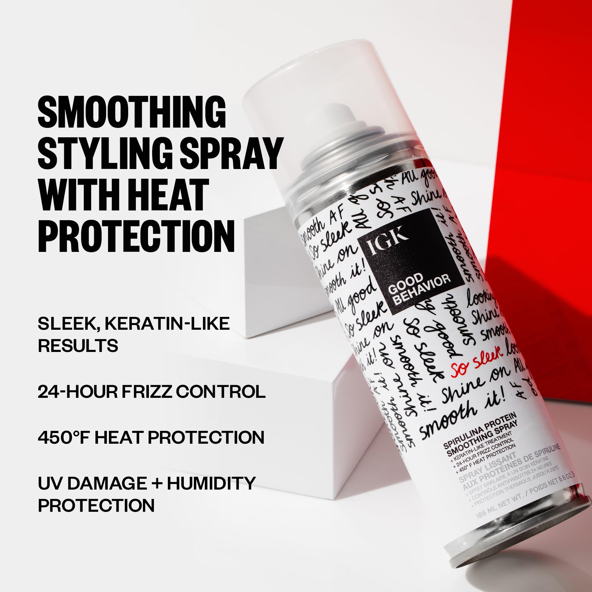 IGK Good Behavior, pulvérisation thermique, protection contre la chaleur lors du coiffage.