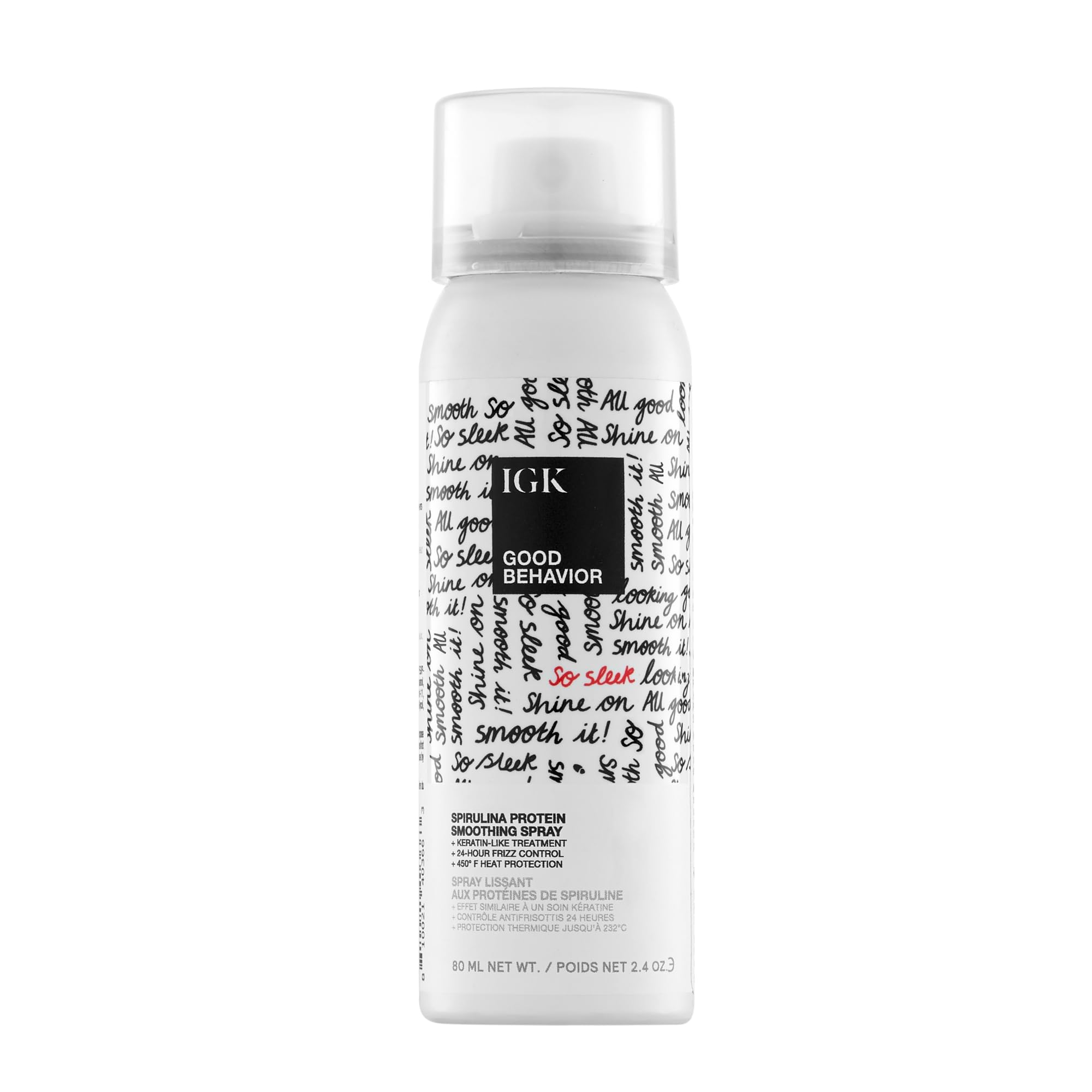 IGK Good Behavior, bouteille vaporisateur, lissage rapide et brillance naturelle.