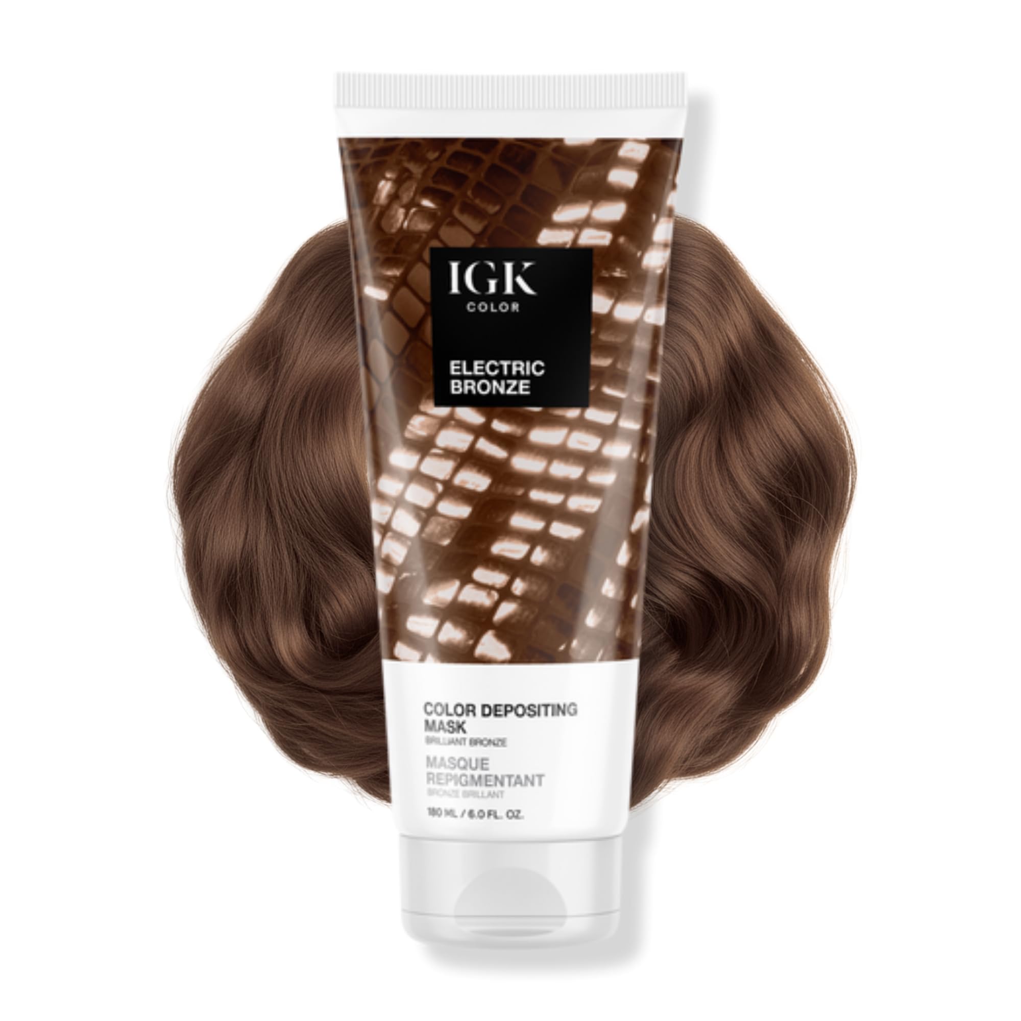 IGK Hair Gloss Toner Bronze: bouteille prête à rafraîchir la teinte et nourrir les cheveux.