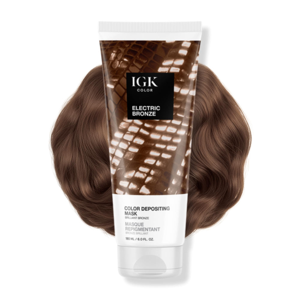 IGK Hair Gloss Toner Bronze: bouteille prête à rafraîchir la teinte et nourrir les cheveux.