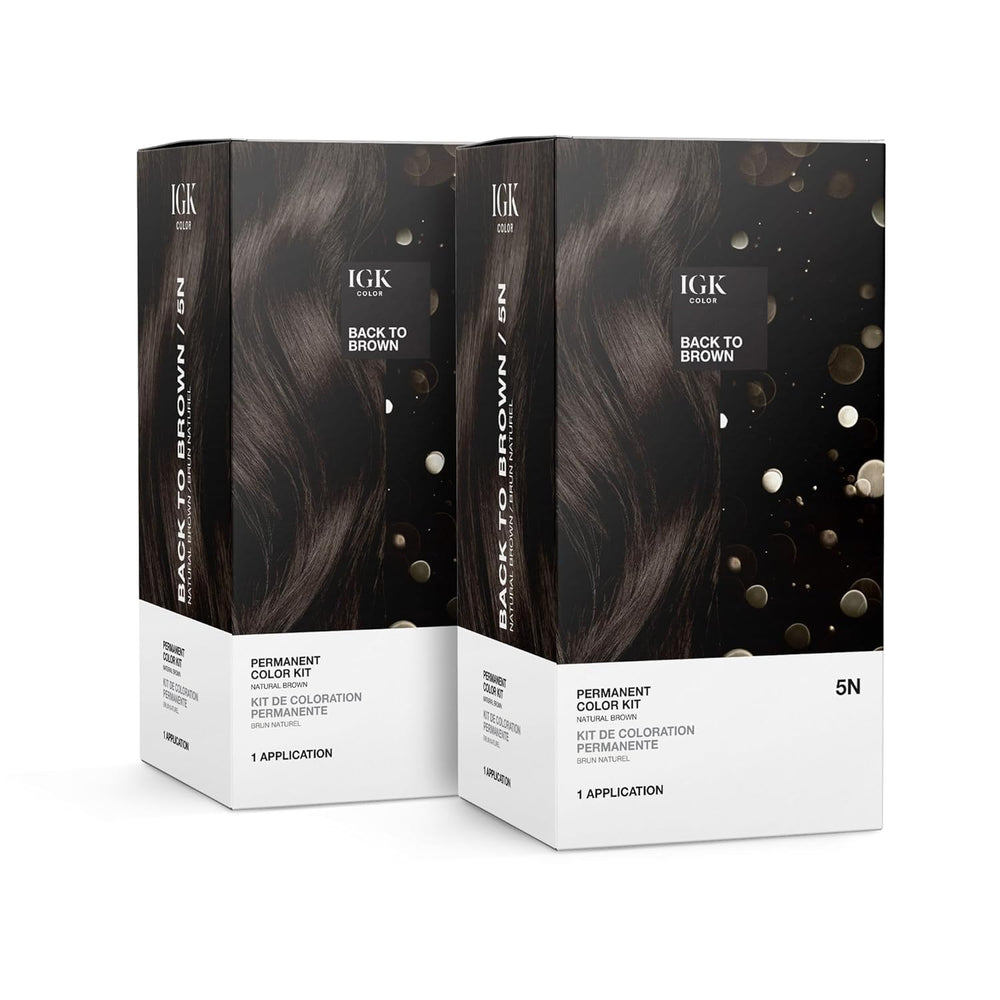 IGK Kit permanent couleur: pack deux pour brun naturel et couverture gris durable.