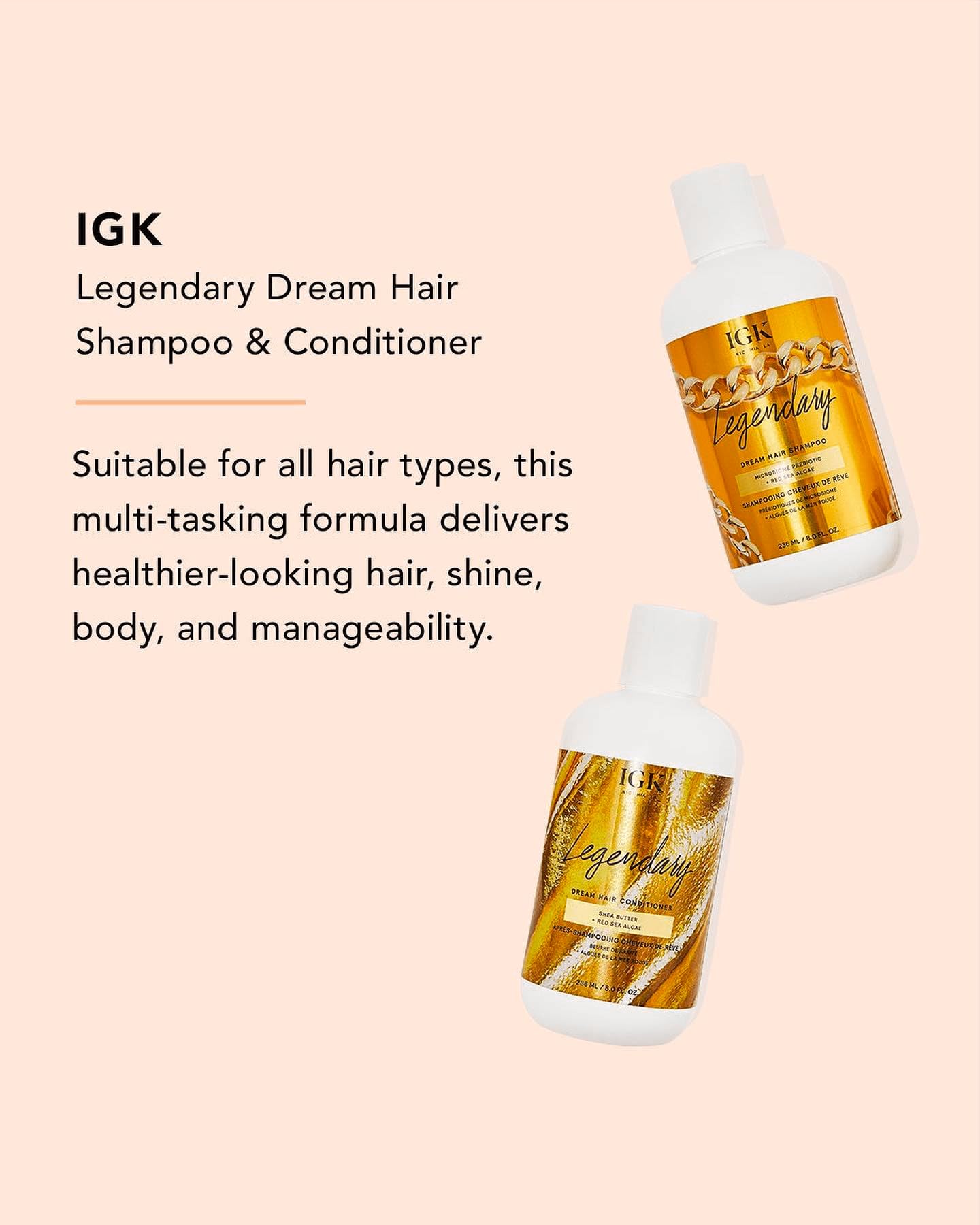 IGK Legendary Dream – démêlage facile et brillance après lavage.