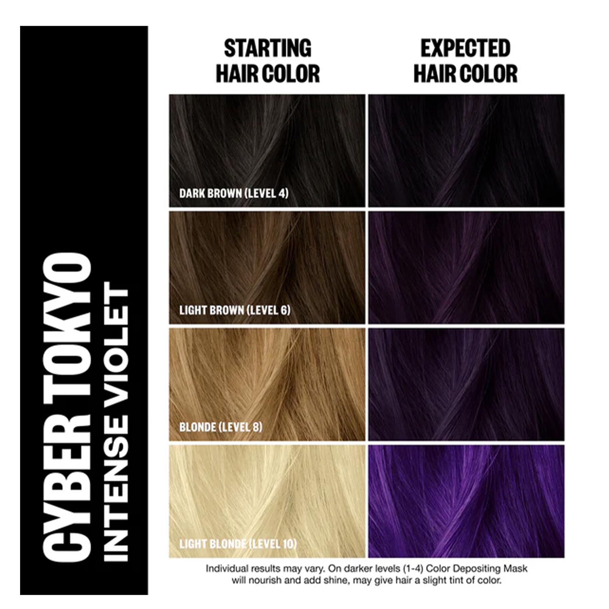 Nuance violet intense IGK Cyber Tokyo donne des reflets vibrants.
