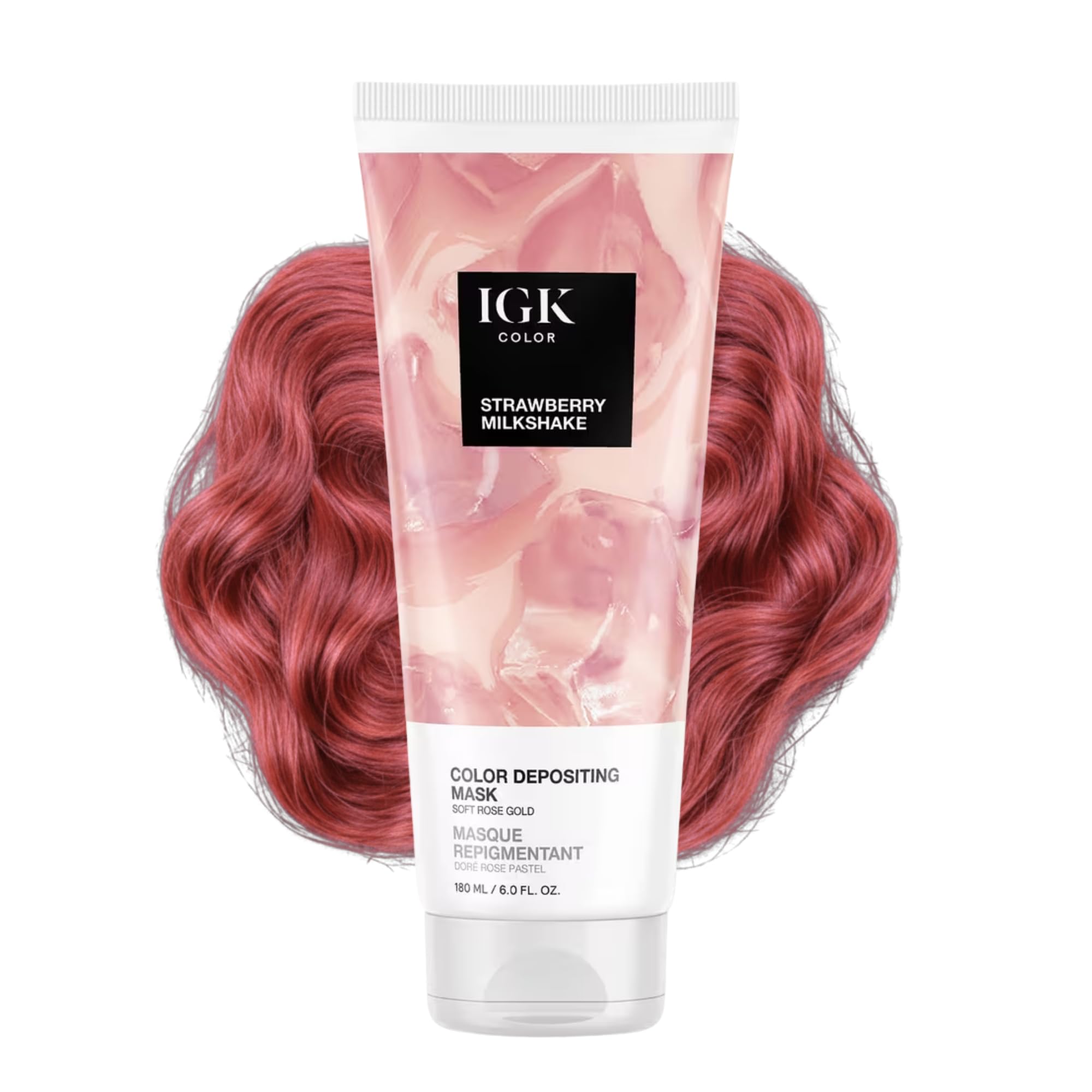 IGK Masque déposant Strawberry Milkshake – bouteille, soin nourrissant et éclat durable.