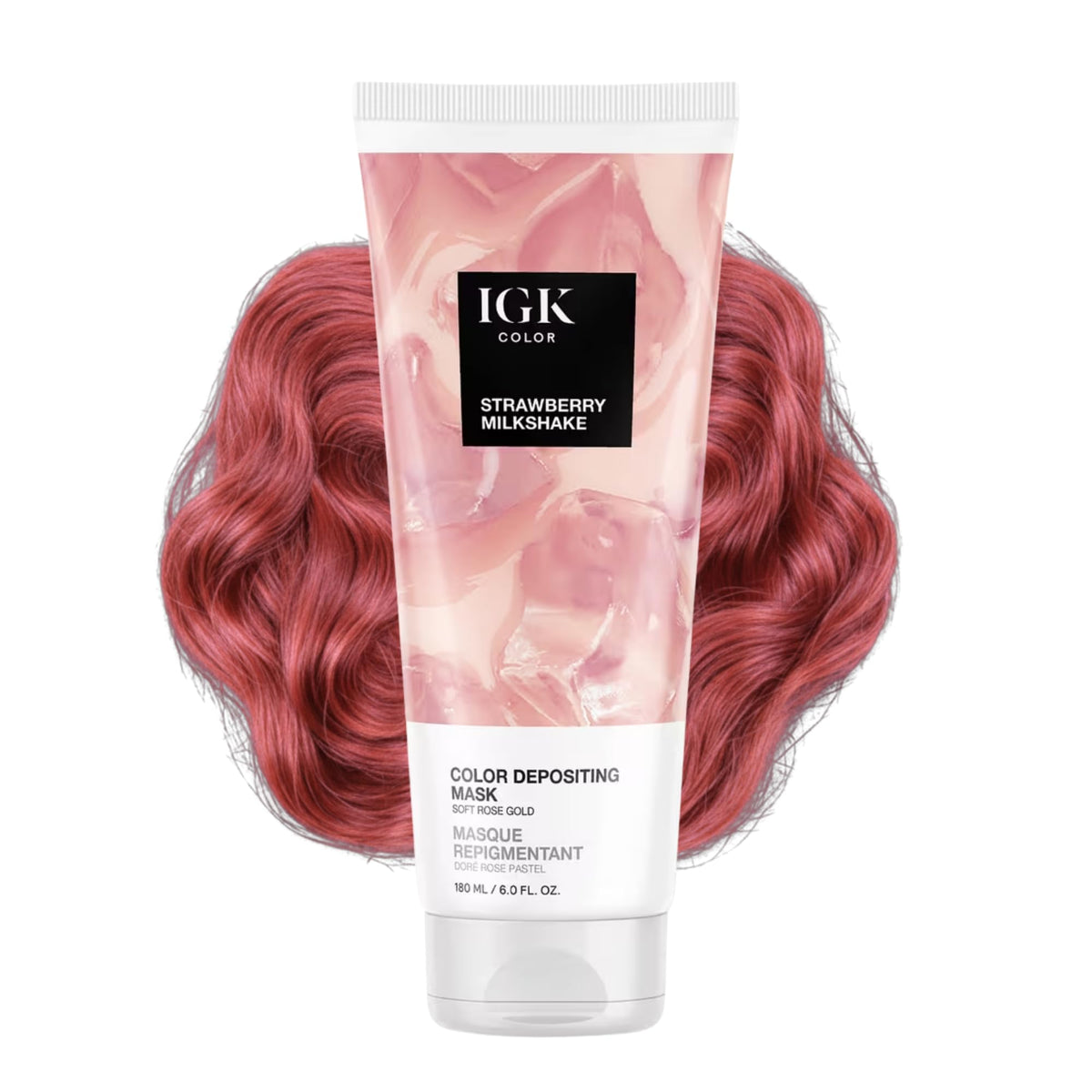 IGK Masque déposant Strawberry Milkshake – bouteille, soin nourrissant et éclat durable.