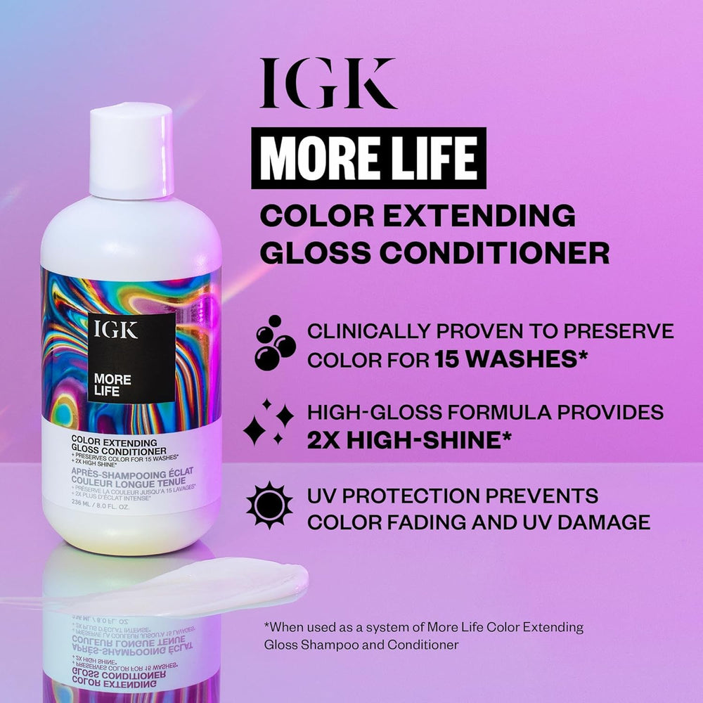IGK More Life conditioner bouteille – brillance doublée et couleur durable
